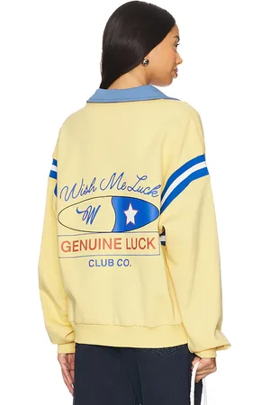 Wish Me Luck LANGÄRMELIGES POLOSHIRT MIT REISSVERSCHLUSS AM KRAGEN in . Size M, S, XL/1X, XS.