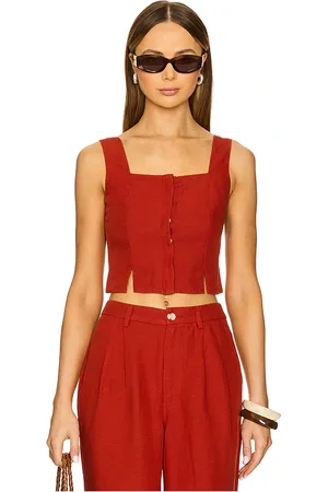 ONIA TOP MIT KARREE-AUSSCHNITT AIR LINEN in . Size 2, 6, 8.