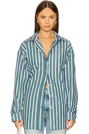REMAIN Oversize Pintuck Shirt in Blue, Green. Size 34, 36, 38.