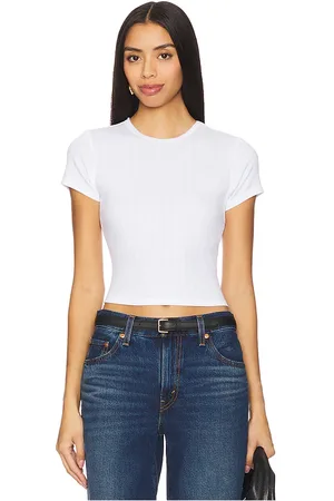 GOOD AMERICAN T-SHIRT COTTON POINTELLE in . Size 3X, 4X, 5X, XL.