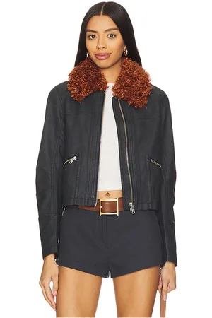 Free People LEDERIMITATJACKE MIT WEBPELZBORDÜRE JAYCE in . Size M, S, XL, XS.