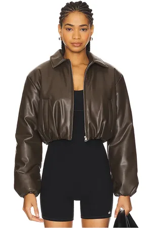 alo BOMBERJACKE FAUX LEATHER CROPPED PREMIER in . Size S.