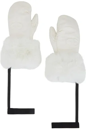 Goldbergh Adore Leather Embossed Logo Mittens in . Size 7, 7.5.