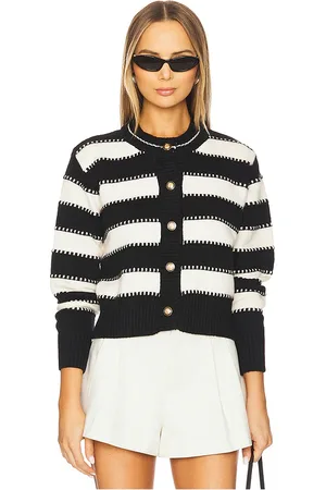 LINE & DOT CARDIGAN SOFI in Black, White. Size XS.