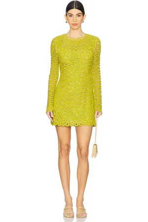 Simkhai LANGÄRMELIGES MINIKLEID MCCALLL in Lemon,Green. Size 10, 2, 4, 6, 8.