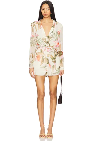 ROCOCO SAND KURZOVERALL ROMPER in Cream,Pink. Size S, XS.