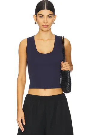 ENZA COSTA Supima Baby Cropped U Tank Top in . Size M, S, XS.