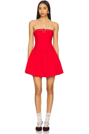 For Love & Lemons MINIKLEID AUS DENIM LIPSTICK in . Size M, S, XL, XS.