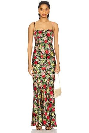 SALONI MAXIKLEID RENEE in Red,Green. Size 8.