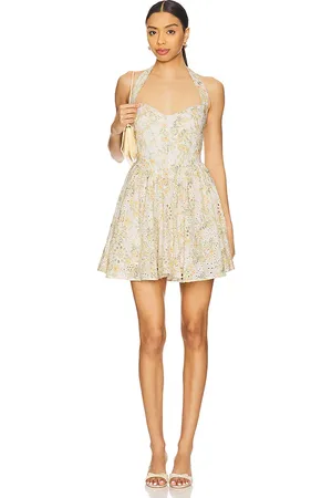 Bardot MINIKLEID MIT NECKHOLDER POLLIE in Lemon,Beige. Size 12, 4, 6, 8.