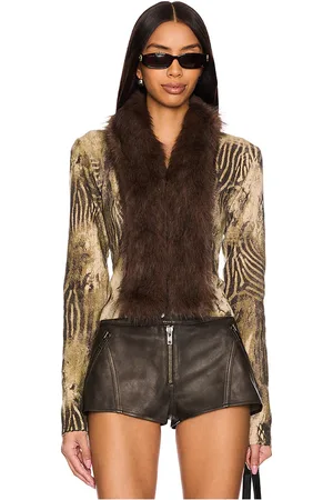 Jaded London GEMUSTERTER STRICKCARDIGAN MIT DETAILS AUS WEBPELZ in . Size M, S, XS.