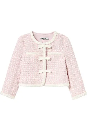 Self-Portrait Kids Bow Boucle Jacket in . Size 5/6T, 6/7.
