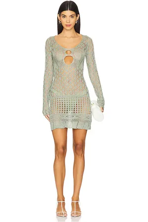 SNDYS LANGÄRMELIGES MAXIKLEID AUS HÄKELWARE in . Size XS.