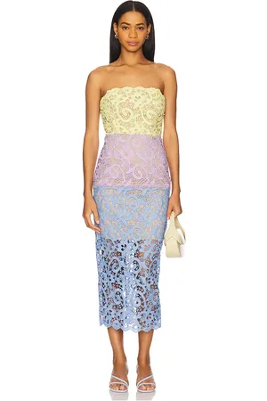 Milly MIDI-KLEID KAIT TROIS in Lavender,Lemon. Size 10, 12, 4, 8.