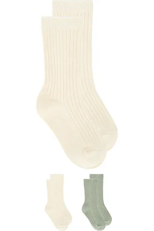 Quincy Mae SOCKEN-SET SOCKS in Neutral,Sage. Size 3-5yr.