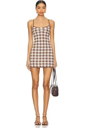 For Love & Lemons Gingham Knit Mini Dress in . Size M.