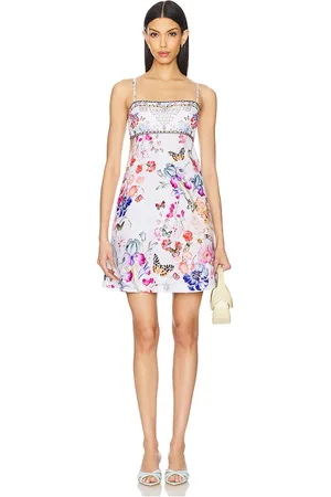 Camilla MINI-SUNDRESS in Ivory,Blue. Size M, S.