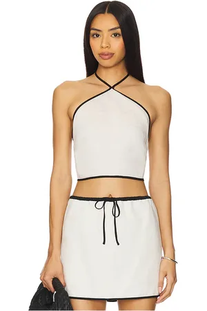 ONIA CROPPED-TOP MIT NACKENTRÄGERN AIR LINEN in . Size M, S, XL, XS.