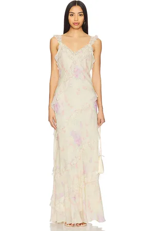 LOVESHACKFANCY KLEID RADIANCE in Yellow,Blush. Size M, S, XL, XS.