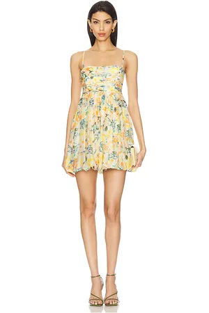 ASTR Bubble Skirt Mini Dress in Orange,Lemon. Size M, S, XS.