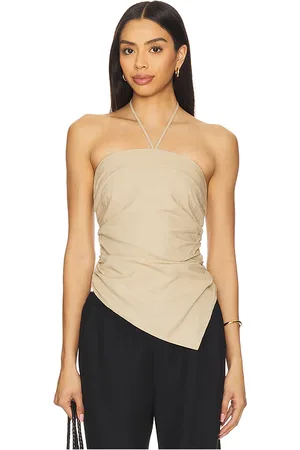 ONIA Air Linen Asymmetrical Halter Top in . Size 2, 4, 6, 8.