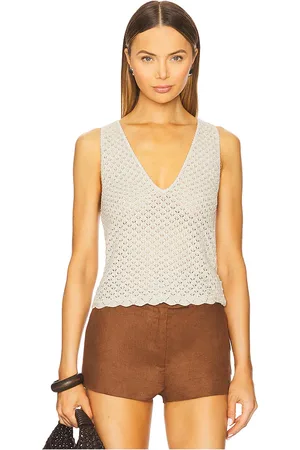 ALICE+OLIVIA TOP ANNALISE in Light Grey,Neutral. Size M, S, XL, XS.