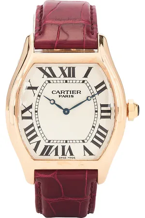 SIEDRES UHR CARTIER in Wine,Metallic Gold.