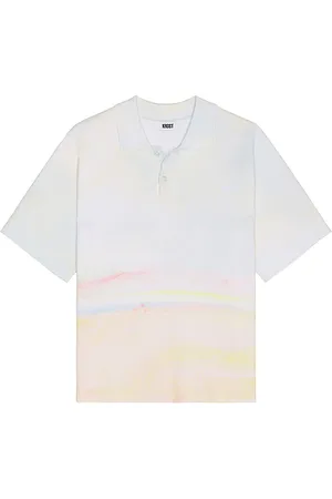 Saks Fifth Avenue Horizon Rib Knit Polo Shirt in Cream,Baby Blue. Size M, S, XL/1X.