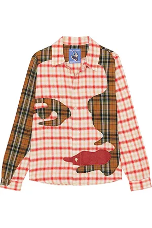 KIDSUPER STUDIOS FLANELL-SHIRT PATCHWORK FACE in . Size M, S, XL.