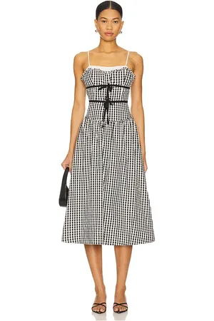 For Love & Lemons Georgia Gingham Midi Dress in . Size L, M, S.