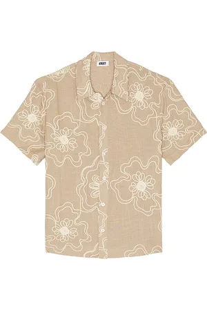 Saks Fifth Avenue Havana Embroidered Short Sleeve Shirt in . Size M, S.