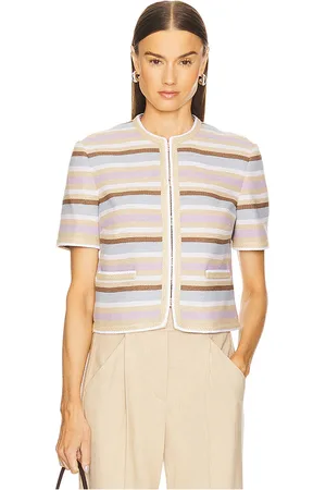 VERONICA BEARD JACKE WYATT in Tan,Blue. Size 00, 10, 12, 2, 4, 6, 8.
