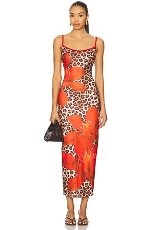 Runaway The Label MIDI-KLEID VICTORIA in Red,Brown. Size M, S, XL, XS.