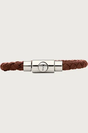 Salvatore Ferragamo Dieses geflochtene Armband aus Kalbsleder mit Druckknopfverschluss
