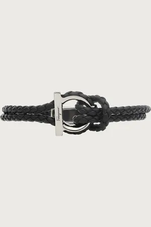 Salvatore Ferragamo Seefahrer-Look für dieses geflochtene Armband aus Kalbsleder mit Gancini-Detail und Magnetverschluss