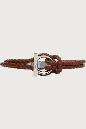 Salvatore Ferragamo Seefahrer-Look für dieses geflochtene Armband aus Kalbsleder mit Gancini-Detail und Magnetverschluss