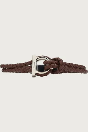 Salvatore Ferragamo Seefahrer-Look für dieses geflochtene Armband aus Kalbsleder mit Gancini-Detail und Magnetverschluss