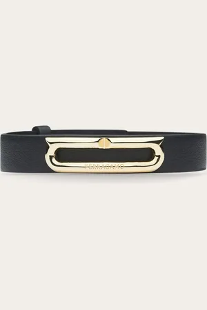 Salvatore Ferragamo Das klassische Lederarmband von erhält durch das Gancini-Ornament aus Messing in Palladiumausführung ein aktuelleres Aussehen