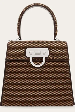 Salvatore Ferragamo Glitzer-Interpretation der Iconic Top Handle: Vorder- und Rückseite wie auch der Henkel sind mit Mikrokristallen überzogen