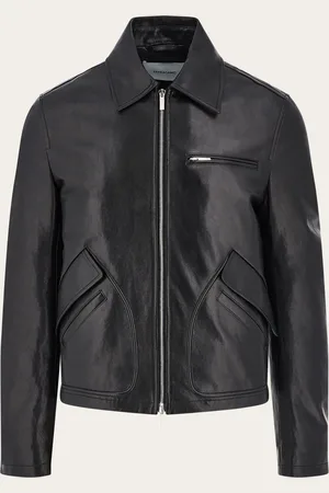 Salvatore Ferragamo Lässig-schicke Lederjacke mit gerader Passform am Oberkörper und Steppnähten, die das Modell besonders prachtvoll machen