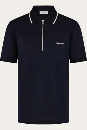 Salvatore Ferragamo Markenspezifische, coole Interpretation des Poloshirts aus reiner Baumwolle mit Kragen im Rippstrick und Kontrasteinfassung, sowie sichtbarem Reißverschluss aus Metall