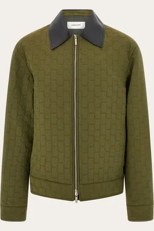 Salvatore Ferragamo Blouson mit großstädtischen Linien, Lederkragen und Öffnung mit durchgehendem Metallreißverschluss mit Doppelcursor