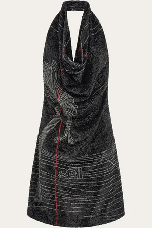 Salvatore Ferragamo Kleid in Organza aus Mischseide, überzogen mit aufgestickten Mikropailletten für einen einzigartig eleganten Look