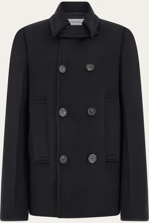 Salvatore Ferragamo Peacoat mit klassischer Linie, gefertigt aus Wolle-Kaschmir-Tuch mit weichem und warmem Griffgefühl