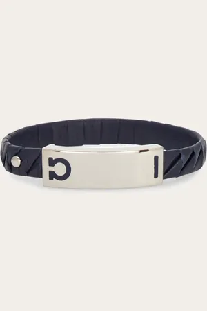 Salvatore Ferragamo Armband aus einem gedrehten Kalbslederband mit Flechtoptik über einer Basis aus Baumwollkordel