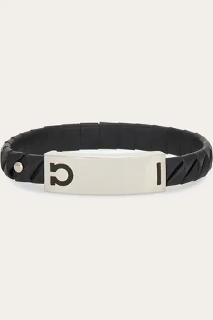 Salvatore Ferragamo Armband aus einem gedrehten Kalbslederband mit Flechtoptik über einer Basis aus Baumwollkordel