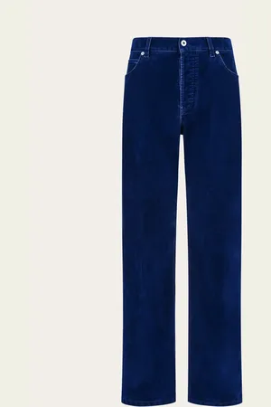 Salvatore Ferragamo Basic der Alltagsuniform: 5-Pocket-Hose aus beflockter Baumwolle mit Samteffekt, die im Stück in den Nuancen der Saison gefärbt wurde