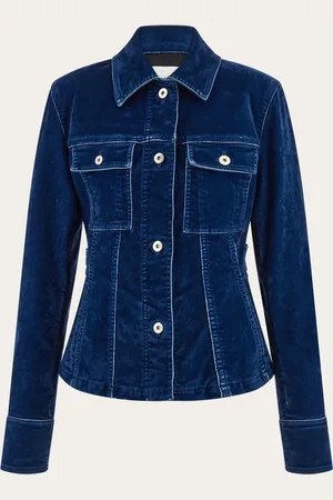 Salvatore Ferragamo Workwear-Style in zeitgemäßer, luxuriöser Aufmachung für diese Trucker-Jacke aus beflockter Baumwollmischung mit Used-Optik und durchgefärbt