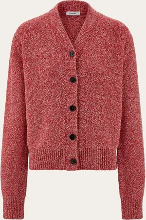 Salvatore Ferragamo Kostbare Garne und überraschende Texturen geben in der neuen Kollektion den Ton an, wie dieser Cardigan aus Baumwolle-Viskose-Mischgarn mit Bouclé-Textur und in raffinierter Doppelfarbe bezeugt