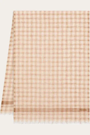 Salvatore Ferragamo Weit und frisch: diese Stola aus reinem Leinen ist mit einem Tartan-Muster in harmonischen Nuancen verziert